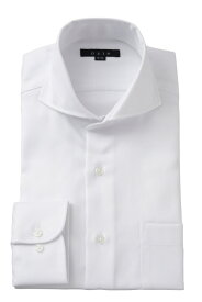 ドレスシャツ 長袖 ワイシャツ 綿100% 形態安定 ホリゾンタルカラーシャツ ホワイト 白 メンズ おしゃれ Yシャツ 高級 | ホリゾンタルカラー ビジネス カッターシャツ 大きいサイズ シャツ カッタウェイ オフィス 遅れてごめんね ギフト