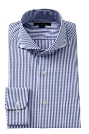 ドレスシャツ 長袖 ワイシャツ 形態安定 ホリゾンタルカラーシャツ ブルー 青 ビジネスシャツ メンズ おしゃれ Yシャツ 高級 | ホリゾンタルカラー シャツ ビジネス クールマックス ホリゾンタル トールサイズ カッターシャツ 吸汗速乾 仕事