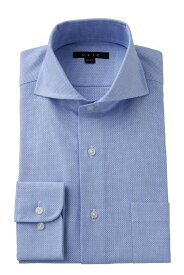 ドレスシャツ 長袖 | ホリゾンタルカラー シャツ メンズ ワイシャツ 高級 カッタウェイ ビジネス 綿100% ホリゾンタル yシャツ トールサイズ カッターシャツ ビジネスシャツ トール ブルー 青 スーツ テレワーク 在宅 紳士 コットン オフィス