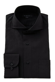 ドレスシャツ 長袖 ワイシャツ ホリゾンタルカラーシャツ 黒シャツ メンズ おしゃれ Yシャツ 高級 | ホリゾンタルカラー シャツ カッタウェイ カジュアル カッターシャツ ブロード 上質