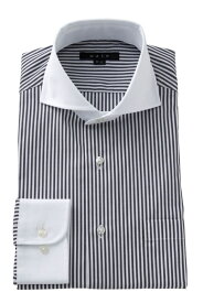 ドレスシャツ 長袖 ワイシャツ ホリゾンタルカラーシャツ 黒シャツ メンズ おしゃれ Yシャツ 高級 | ホリゾンタルカラー シャツ カッタウェイ カジュアル カッターシャツ ブロード クレリック 上質