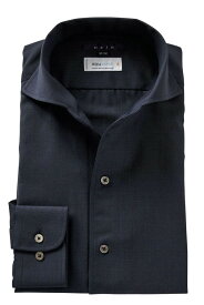 ワイシャツ ドレスシャツ メリノウール100% | イタリアンカラー ワイドカラー 第一ボタンあり ネイビー メンズ 高級 おしゃれ 長袖 メンズドレスシャツ パーティー ノーアイロン 大きいサイズ 自転車 イージーケア