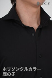 ビズポロ|ワイシャツ ホリゾンタルカラー メンズ シャツ 高級 ドレスシャツ カッタウェイ ビジネス 長袖 ブラック 黒 ポロシャツ カッターシャツ トールサイズ Yシャツ ノーアイロン ビジネスシャツ プレゼント ギフト ブランド オフィス おくりもの 自転車