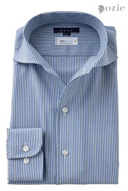 ワイシャツ ドレスシャツ メリノウール100% | イタリアンカラー第一ボタンあり ワイドカラー ブルー 青 メンズ 高級 おしゃれ 長袖 メンズドレスシャツ パーティー ノーアイロン イージーケア 大きいサイズ 自転車