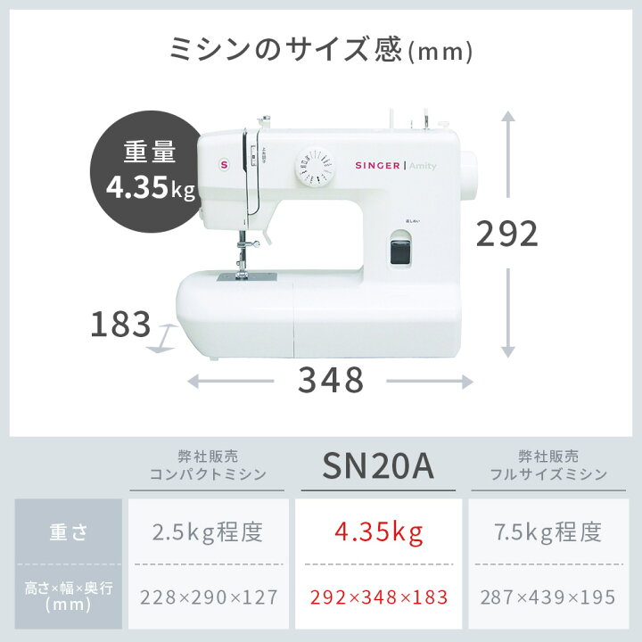 楽天市場】シンガー ミシン 本体 軽量 コンパクト 電動ミシン Amity  