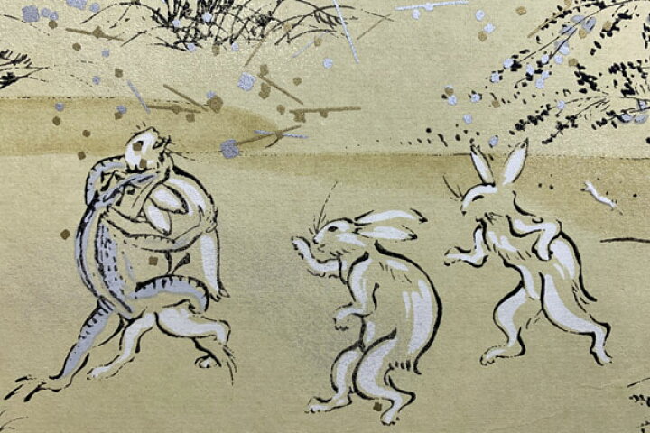 楽天市場 友禅紙総柄 大 かえる うさぎ 鳥獣戯画 ベージュ P0 No 28 小津和紙