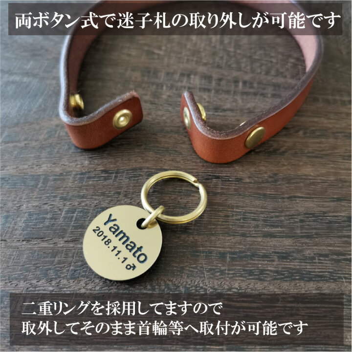 楽天市場】迷子札 チョーカー 犬 猫 名入れ☆本革 オーダーメイド 両面 
