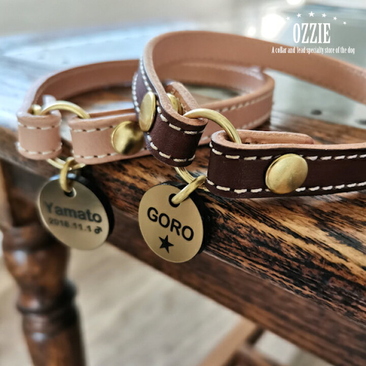 楽天市場】迷子札 チョーカー 犬 猫 名入れ☆本革 オーダーメイド 両面  