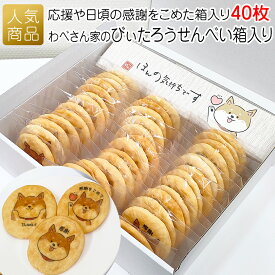 【P最大30倍+最大777円OFFクーポン】柴犬 お菓子｜わべさん家のびぃたろうせんべい40枚箱入り｜お礼 感謝を込めて お配り用 プチギフト ファイト ギフト 可愛い 応援 挨拶 個包装 おしゃれ 女性 煎餅 和菓子 プリントスイーツ 箱入り 贈呈用