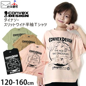 CONVEX コンベックス スリットワイド半袖Tシャツ 恐竜 ダイナソー プリント 綿100% キッズ ジュニア 男の子【 625274-1 】【 120cm 130cm 140cm 150cm 160cm 】カジュアル トップス 子供 子供服 通園通学 夏【メール便対象】