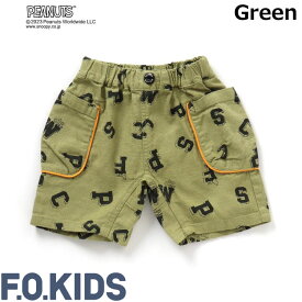 F.O.KIDS ハーフパンツ 5分丈 スヌーピー アルファベット 総柄 綿100% ウエストゴム ポケット付き キッズ ベビー 男の子 エフオーキッズ【R223033】【80-140cm】ボトムス 子供 子供服 春夏【メール便対象】