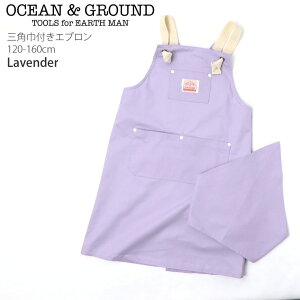 【メーカー価格3,190円】エプロン セット 三角巾 ゴム 着脱簡単 かぶるだけ 綿100% 男の子 女の子 キッズ ジュニア 無地 カラー 学校 給食 OCEAN&GROUND キッズエプロン 子供用 小学生 120 130 140 150 16