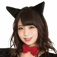【2点までメール便も可能】猫耳カチューシャ ふせ耳 黒×黒 [ネコミミ 猫耳 ねこ耳 けもみみ ネコ耳 学園…