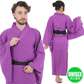 NEWカラー着物 （紫）　　[大喜利 おおぎり 落語 なりきり衣装 コスプレ 宴会 演劇 舞台 お芝居 出し物 和風 ハロウィン イベント]【A-0734_MN-7011_070117】