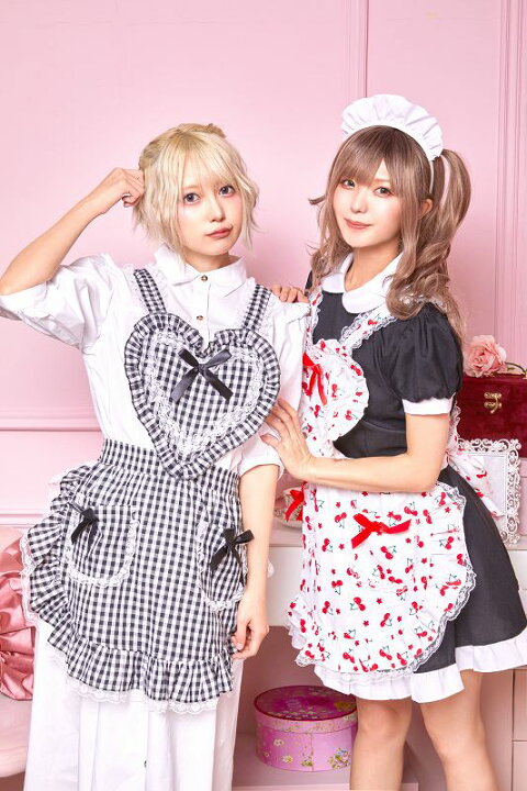 楽天市場】ハートフリルエプロン ギンガムチェック ブラック [セクシー  