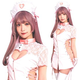 SugarWhip エナメルキャットナース ホワイト　　[ナース コスプレ コスチューム なりきり 衣装 仮装 セクシー かわいい 大人用 女性衣装 レディース ハロウィン イベント]【A-2102_906230】
