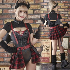チロルちゃんコラボ　ボンデージチェックサキュバス　　[ボンデージ衣装 サキュバス コスプレ なりきり コスチューム セクシー ハロウィン イベント]【A-2172_908319】