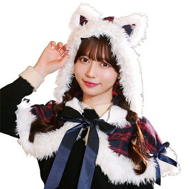 【1点までメール便も可能】赤チェックキャットケープ　　[サンタ コスプレ クリスマス ケープ ネコ コスチューム チェック柄 サンタ サンタ衣装 女性用 レディース 仮装 かわいい セクシー イベント]【_914174】