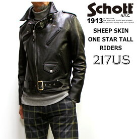 Schott SHEEP ONE STAR TALL RIDERS #217US (ショット ダブルライダースジャケット ワンスタートール 茶芯シープスキン)