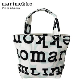 マリメッコ ( marimekko ) Kioski Pieni Ahkera Unikko Logo ウニッコ ロゴ ミニ トートバッグ / ライトグリーン×オフホワイト　【 正規販売店 】