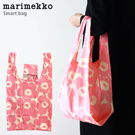 【 メール便可 】 マリメッコ ( marimekko ) スマートバッグ ポーチ一体型 Unikko ( ウニッコ ) / ピンク×オフホワイト　 ( 折りたたみ エコバッグ )【 正規販売店 】