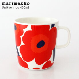 マリメッコ ( marimekko ) Unikko ( ウニッコ ) マグカップ 400ml / ホワイト×レッド　【 正規販売店 】
