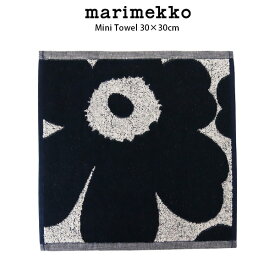 【 メール便 3枚まで 可 】 マリメッコ ( marimekko ) Unikko ( ウニッコ ) ミニタオル 30×30cm / コットン×ダークブルー　【 正規販売店 】