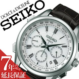 【延長保証対象】セイコー ドルチェエクセリーヌ 腕時計 SEIKO DOLCE&EXCELINE 時計 ドルチェ&エクセリーヌ ドルチェ エクセリーヌ フライト エキスパート FLIGHT EXPERT メンズ ホワイト SADA039 ドルチェ 革 ベルト 大人 電波時計 ソーラー 送料無料