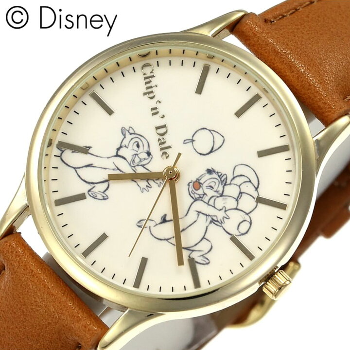 楽天市場 ディズニー 腕時計 チップ デール Disney 時計 Chip N Dale レディース キッズ 男の子 女の子 ホワイト Wd B09 Cd 正規品 キャラクター ミッキーフレンズ イラスト 人気 かわいい Kids 親子ペア シンプル モダン クラシカル ラウンド ブラウン 革 レザー