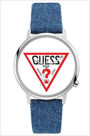 【5年保証対象】ゲス腕時計GUESS時計ゲス時計GUESS腕時計ハリウッドHollywoodユニセックスメンズレディースホワイトV1001M1[正規品人気ブランドペア防水ファッションブルーデニムレザー革ペアウォッチギフトプレゼント][送料無料]