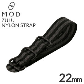 MOD ZULU NYLON STRAP ズールー ナイロン ストラップ 22mm 幅 メンズ レディース BT-NYL-22-BKGY-BK [ NATO タイプ ベルト 腕時計 ナトーベルト 時計 バンド ストラップ 時計ベルト 腕時計ベルト 替えベルト 替えバンド 付け替え カスタム パーツ 改造 人気 アウトドア ]