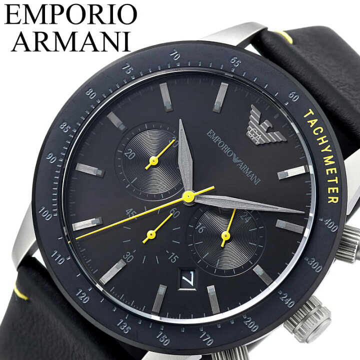 Magnifique Emporio Armani Mario Chronograph Tachymetre Montre Noire ...