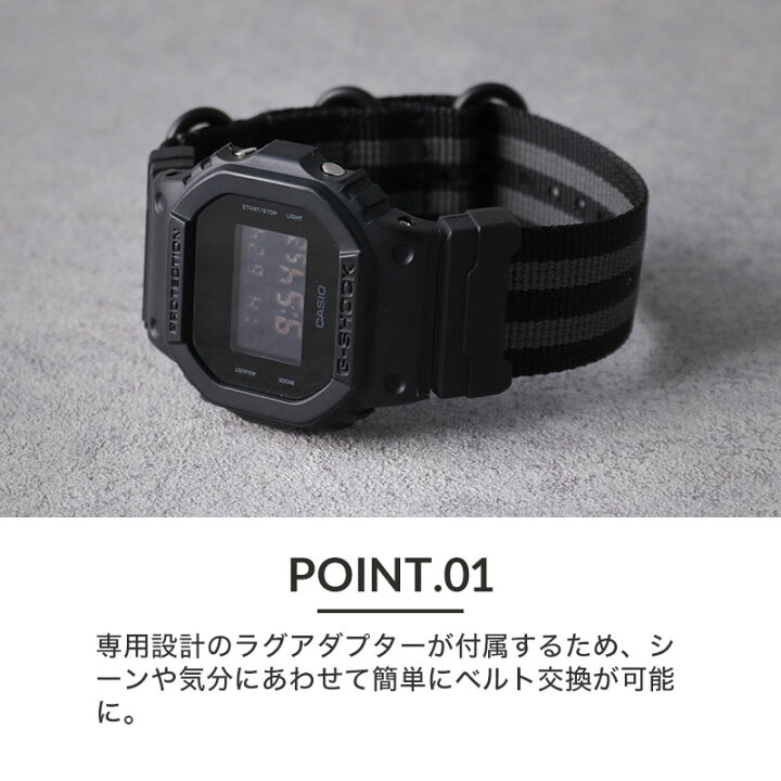 期間限定今なら送料無料 新品 G Shock用ナイロンベルト Nato 黒22mm幅とメタル黒 Filigree Com Ph