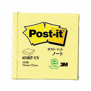 3M ポスト・イット ノート 再生紙 75×75mm イエロー 654RP−YN 1冊
