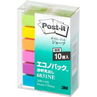3M　ポスト・イット　ジョーブ　エコノパック　透明見出し　44×10mm　パステルカラー6色　業務用パック…