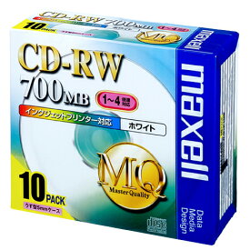 マクセル　データ用CD−RW　700MB　4倍速　ホワイトプリンタブル　5mmスリムケース　CDRW80PW.S1P10S　1パック（10枚）