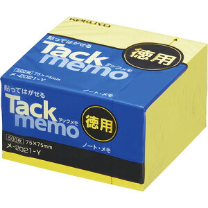 【お取寄せ品】 コクヨ タックメモ(お徳用・ノートタイプ) 正方形 75×75mm 黄 500枚 メ−2021−Y 1冊