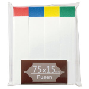 TANOSEE ふせん 75×15mm ホワイト(4色帯入) 1パック(4冊)