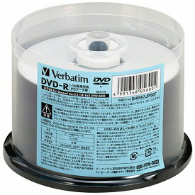 バーベイタム　データ用DVD−R　4．7GB　16倍速　ホワイトプリンタブル　スピンドルケース　DHR47JP50F　1パック（50枚）