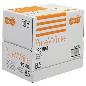 TANOSEE　PPC用紙　Pure　White　B5　フタ無し箱　1箱（2500枚：500枚×5冊）