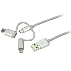 StarTech�Dcom�@iPhone�^�X�}�z�Ή��@�}���`�[�d�P�[�u���@1m�@USB�@A�|Lightning�^USB�@C�^Micro�@B�@�V���o�[�@LTCUB1MGR�@1�{ �y���������z
