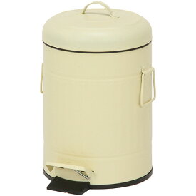 【お取寄せ品】 不二貿易　スチール　ラウンドペダルペール　5L　アイボリ−　C／D34738　1台