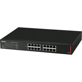 バッファロー　法人向け　Giga対応　PoE　Layer2　スマートLiteスイッチ　16ポート　ブラック　BS−GSL2016P　1台 【送料無料】