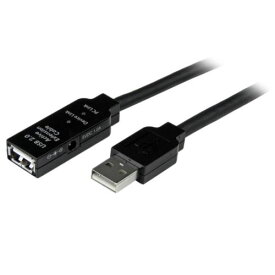 【お取寄せ品】 StarTech．com　USB2．0アクティブ延長ケーブル　Type　A（オス）−Type　A（メス）　35m　ブラック　USB2AAEXT35M　1本 【送料無料】