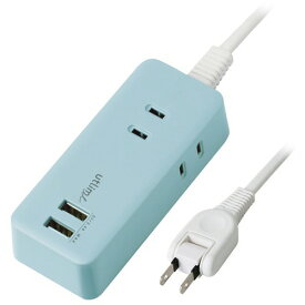 【お取寄せ品】 ソニック　ユートリムエル　3口コンセント　USBポート付　1．5m　ライトブルー　UL−5817−LB　1個