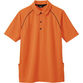 【お取寄せ品】 アイトス　バックサイドポケット付半袖ポロシャツ（男性用）　二重編みニット　オレンジ　3Lサイズ　AZ－7663－163－3L　1着 【送料無料】