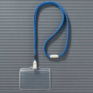 ライオン事務器 つりさげ名札 ヨコ型 ソフトタイプ 平ひも ブルー N73ER−10P 1パック(10個)