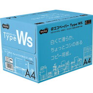 TANOSEE　αエコペーパー　タイプWS　白くて滑らか、ちょっとコシのあるコピー用紙。　A4　1箱（2500枚：…