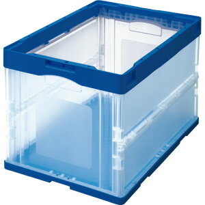 TANOSEE 折りたたみコンテナ 60L ダークブルー/透明 1台