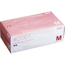 川西工業　ニトリル　使いきり手袋　粉なし　M　ピンク　＃2061　1箱（250枚）